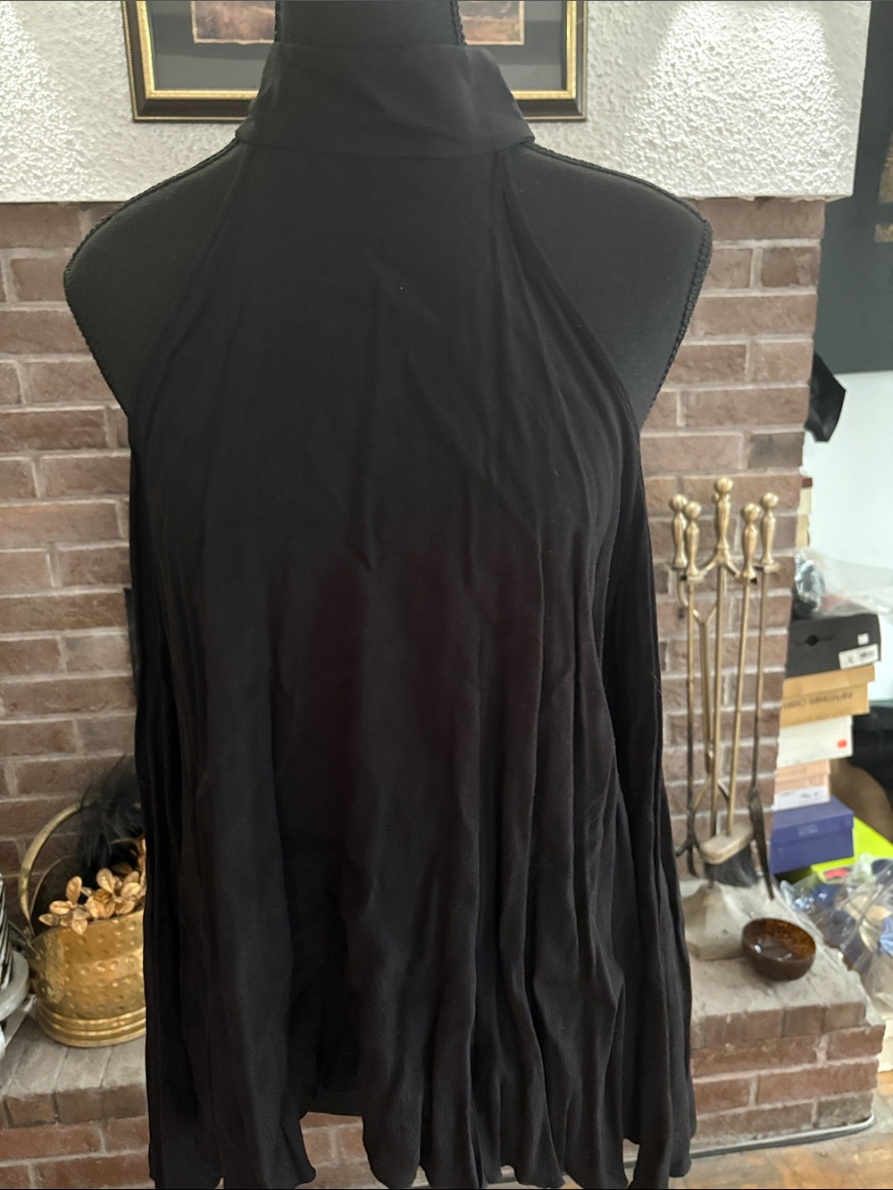 Elan Black Long-Sleeve High-Neck Top